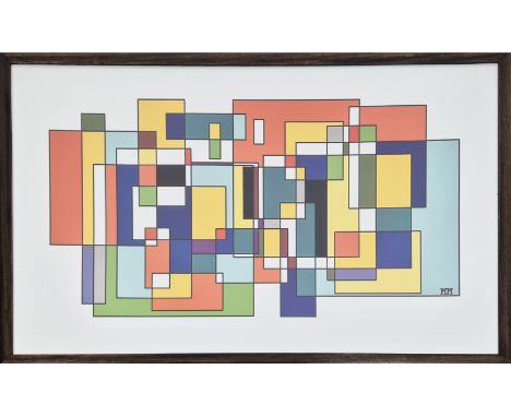 AFTER MONDRIAN, Abstract lithograph, 89cm x 149cm, monogrammed in plate, framed.