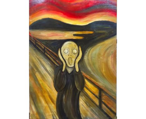 AFTER EDVARD MUNCH, 'The Scream, Skirk, Der Schrei Der Natur', oil on board, 110cm x 83cm.