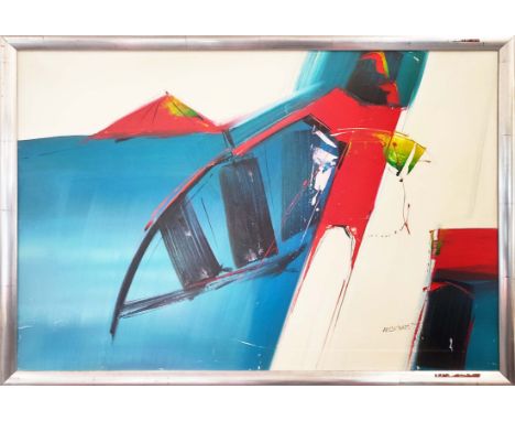 MANDY WILKINSON (B1970), Abstract, oil on canvas, 63cm x 93cm, signed, framed.