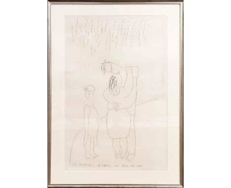 DAVID HOCKNEY, 'The Marriage in Hawaii of David and Ann', etching, 93cm x 62cm, signed and dated, framed. (Subject to ARR - s