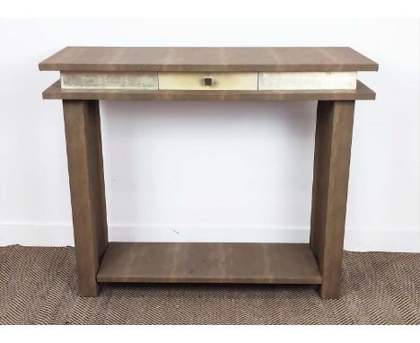 CONSOLE TABLE, faux shagreen, with a drawer, 120cm x 40cm x 98.5cm.