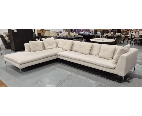 B&amp;B ITALIA CHARLES CORNER SOFA, by Antonio Citterio, in neutral linen upholstery, 75cm H x 358cm x 245cm.