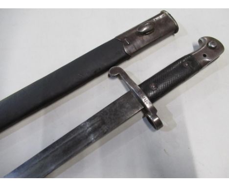 British 1887 pattern bayonet, 18 3/4 inch blade with various stamped markings including crown VR, Wilkinson sword company Lon