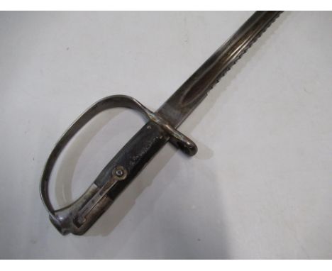 Victorian Martini Henry saw back sword bayonet 1879 pattern with 25 1/2" straight single fullerd blade with half saw back sta