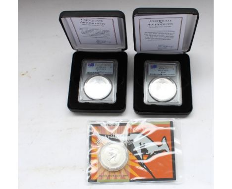 First Strike 2017 early issue Australian one ounce silver proof $1 Kangaroo and Koala coins (PCGS MS70, with cases and certs)