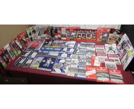 Collection of football programmes from Manchester United, West Ham, Chelsea and Arsenal 