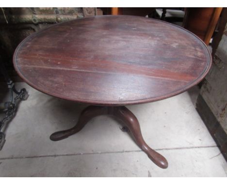 Geo.111 mahogany tripod tea table, circular top with moulded edge on plain turned column and outsplayed supports, D75cm H56cm