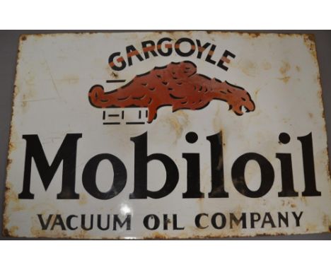 Gargoyle Mobiloil Vacuum Oil Company single sided enamel advertising sign. L54.4x35.6cm. 