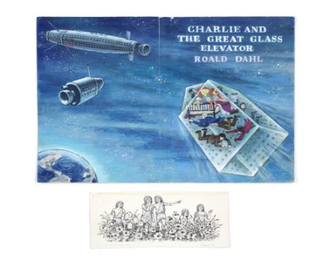 JAQUES (FAITH) - ROALD DAHL'Charlie and the Great Glass Elevator', original artwork mock-up design for the covers,  pen, wate