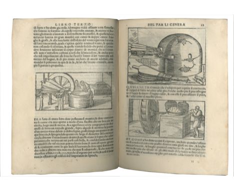 BIRINGUCCIO (VANNUCCIO)Pirotechnia,  title within woodcut border incorporating pyrotechnic instruments and symbols of Venice,