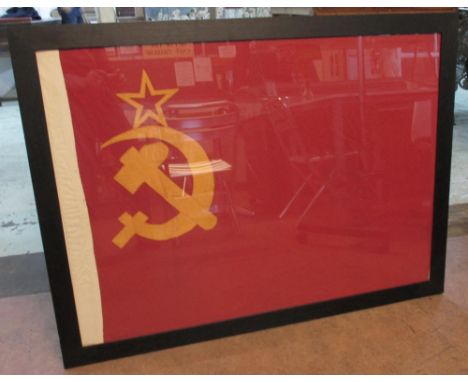 FLAG, vintage 'Flag of the Soviet Union' in a black frame, 122cm x 91cm H.