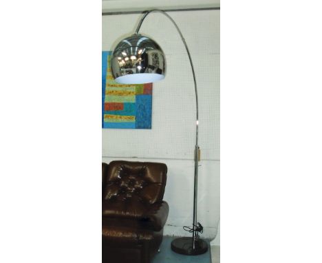 ARCO STYLE FLOOR STANDING LAMP, with chrome finish and marble base, 185cm H. 