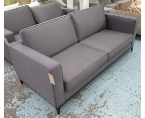 SOFA, contemporary style grey, 98cm x 90cm H x 200cm L. (sun faded, with faults)