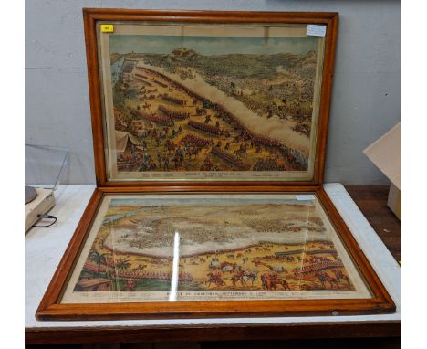 Victorian prints Omdurman - The First Battle, 6.30am and Battle of Omdurman September 2 1898, each in maple frameLocation: 