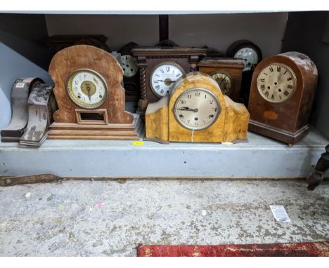 A mixed lot of mantle clocks for spares, to include a Fattorini &amp; Sons Electric Automatic alarm clock A/F, Location: 