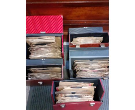 Five record travel cases containing gramophone and phonograph records to include Dizzy Gillespie (Paralophane), Johnny Smith 