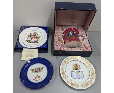 Mixed ceramics to include a boxed Spode Silver Wedding Anniversary Loving cup No.29, along with a 1979 British Airways commem