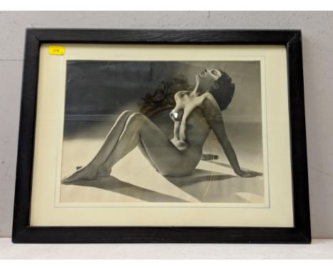 A mid 20th century nude portrait photograph, framed and glazed Location: 