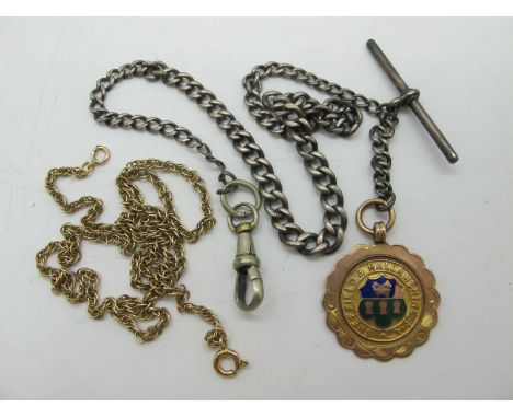 A 9ct Gold Sheffield &amp; Hallamshire FA Enamel Medallion, engraved to reverse "City League Winners 1935 - 36", on graduated