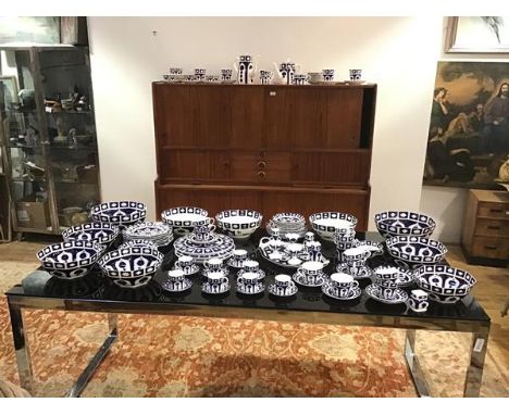 An extensive group of Royal Crown Derby (unfinished) blue and white table wares, two similar patterns including: three large 