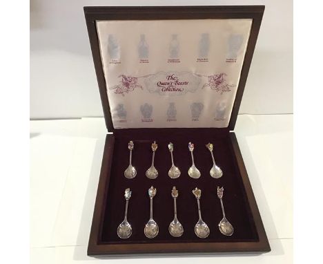 A cased silver and enamel limited edition set of ten "Queen's Beasts" spoons, Toye, Kenning &amp; Spencer, Birmingham 1977, e