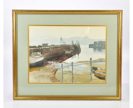 † WILKINSON; watercolour, harbour scene, signed, 32 x 43cm, framed and glazed.