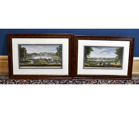 Two 19th century coloured engravings, "Veüe du Chateau le Chantilly Prise de la Hauteur de Vestugadin", " Vue du Chateau de V