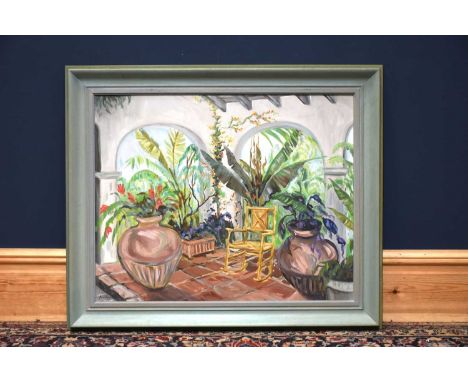 † JANICE SYLVIA BROCK (born 1950); oil on canvas, 'The Rocking Chair', signed, 59 x 76cm, with bill of sale from Janice Sylvi