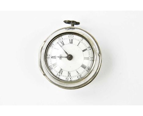 WILLIAM BURNETT, LONDON; a key wind silver pair cased pocket watch with fusée movement, the enamel dial set with Arabic and R