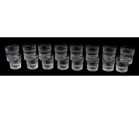 STUART; eight large size cut glass tumblers, height 9cm and eight smaller size tumblers, height 7.5cm (16).Condition Report: 
