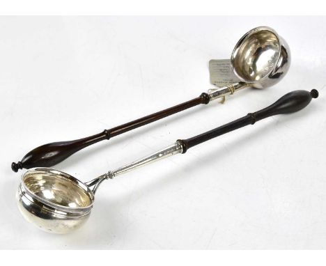 JAMES STONE; a Georgian hallmarked silver toddy ladle, London, together with a further hallmarked silver example, maker possi