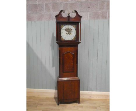 18th Century oak north country longcase clock by John Baraclough of Howarth with rolling moon phase and date aperature