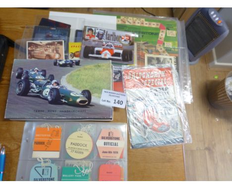 Motor Racing : Interesting lot of cards, game, photos, hankies &amp; paddock passes (35) 1970's - nice lot