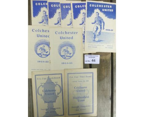 Football : Colchester Utd programmes 1948 - 1958/9 inc FA Cup x2 1948 - 9 in total