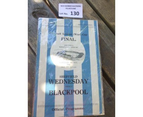 Football : Football league - Wartime Cup Final North programme - Sheffield Wednesday v Blackpool 08/05/1943 super rare &amp; 