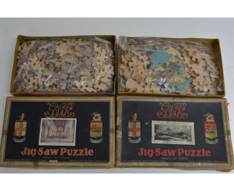 Two vintage boxed Chad Valley wooden jigsaw puzzles including 'The Cornish Riviera Express'