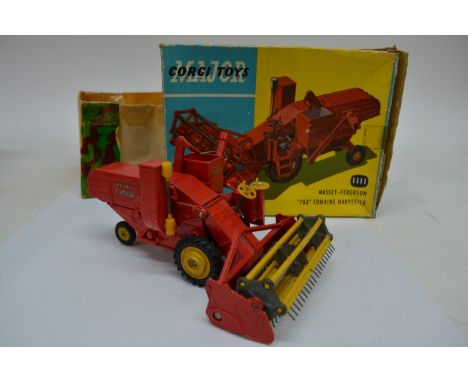 Five boxed Corgi Toys farm vehicles including No53 Massey Ferguson tractor with shovel, No54 Fordson Tractor with half tacks 