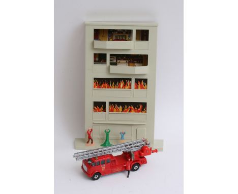 A boxed Matchbox Big MX Fire Rescue set with building, fire engine, and figures (Engine in Kent Fire Brigade Livery)