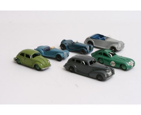 A collection of 6 unboxed Dinky toys including No.163 Bristol 450, No.181 Volkswagen, No.39e Chrysler Royale, No.38f Jaguar S