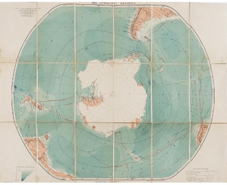 South Pole.- Polar exploration.- Stanford (Edward) The Antarctic Regions, chart of the South Pole depicting the known portion