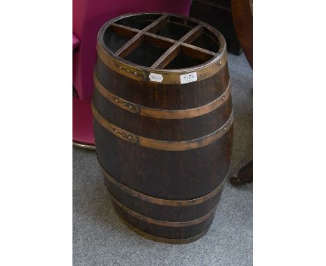 A Coopered Oak Barrel Form Stick Stand, 60cm high