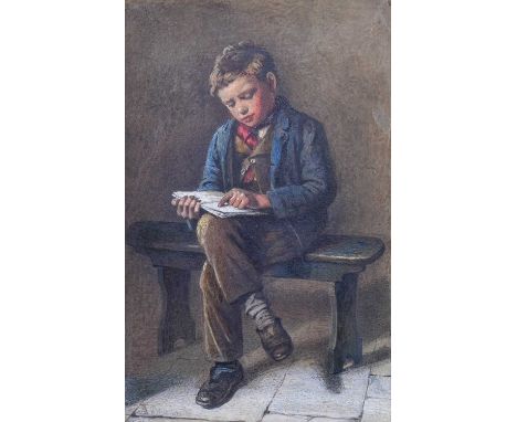 William Hemsley (1819-1906)Young boy readingSigned, watercolour; together with a watercolour by K. Street of a similar date d