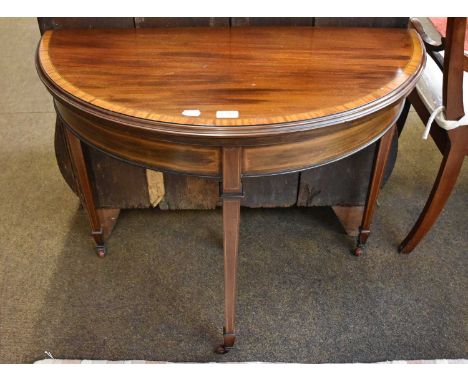 A 19th Century Crossbanded Mahogany Demi-Lune Card Table, 92cm by 44cm by 74cm 