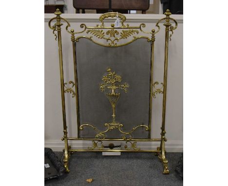 An Ornate French Brass Fire Screen, circa 1900, 61cm by 81cmThe frame structurally sound and held together well but with some