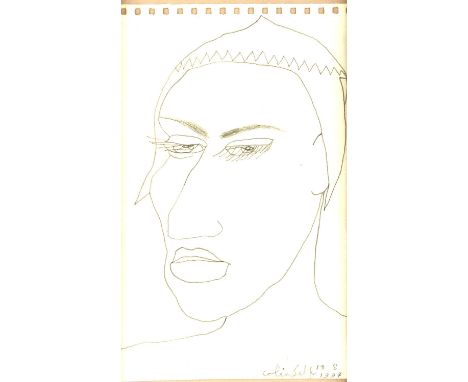 Colin Self (British b. 1941), 'Inca Youth', pencil drawing, signed and dated 14.8.1997, 22 x 14cm. ref 453. 
