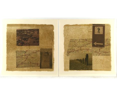 Faye Haskins (British 20/21st Century), 'Route Traced I, II, III, IV', a set of four monoprints with collage, signed and numb
