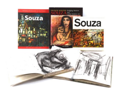 Modern School, Circa 1970-1980's, two sketch books, probably by M. S. Dey, along with three books relating to F N Souza, (5).