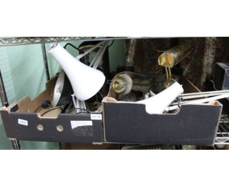 TWO BOXES OF DOMESTIC LIGHTING to include angle poise task lamps