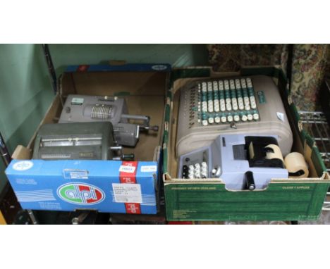 TWO BOXES CONTAINING FOUR MANUAL ACCOUNTING MACHINES