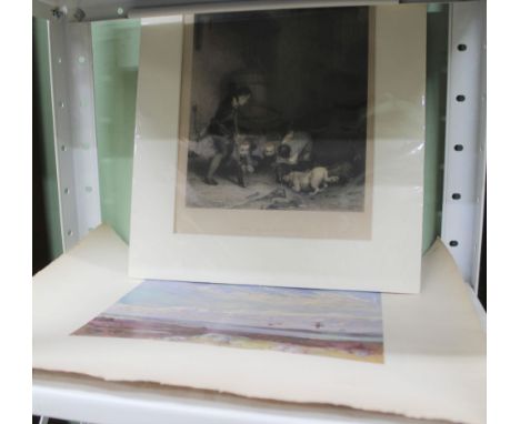 LIONEL EDWARDS 'Grouse in Flight', a colour print, 25cm x 18cm (image size), unframed, together with DAVID WALKER 'The Rat Hu